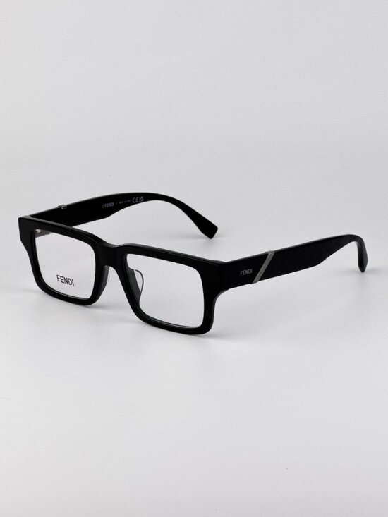 Fendi Diagonal FE50114F 001 Square Eyeglasses – Shiny Black